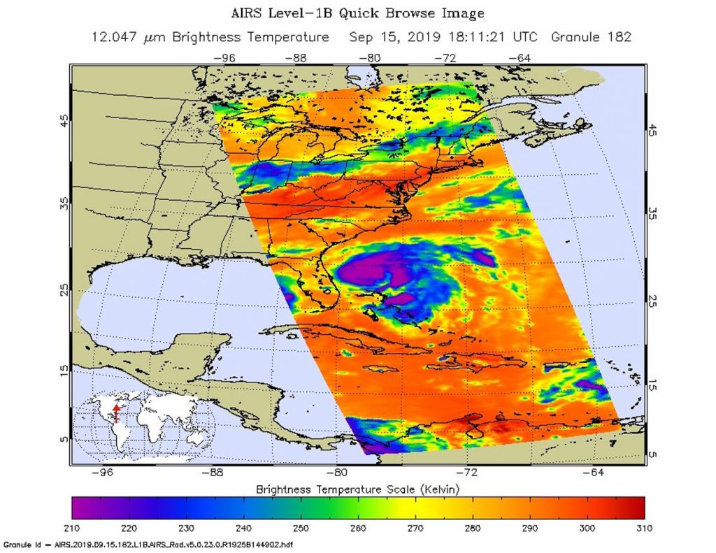 AIRS infrared image of Humberto