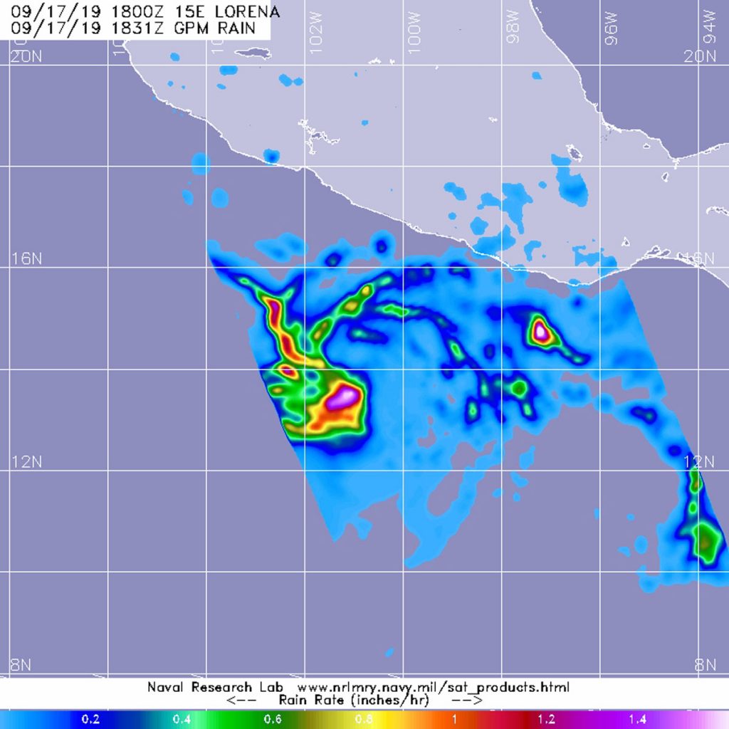 GPM image of Lorena