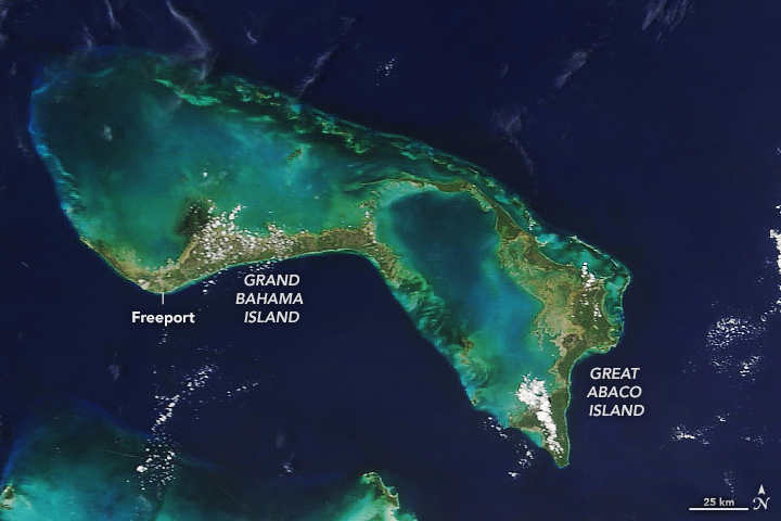 Great Abaco Island and Grand Bahamas on Aug. 17