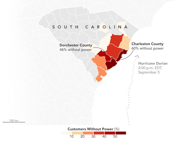 Power outages in South Carolina