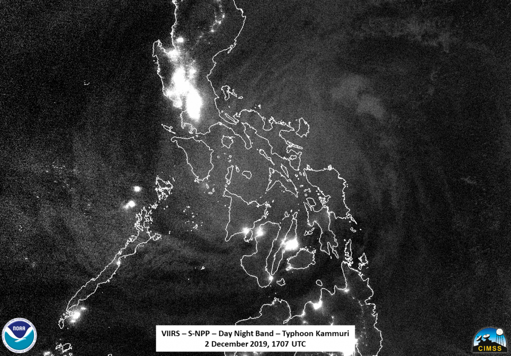 Suomi NPP nighttime image of Kammuri