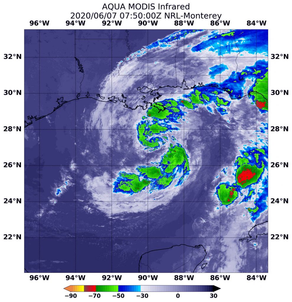 Aqua infrared image of Cristobal