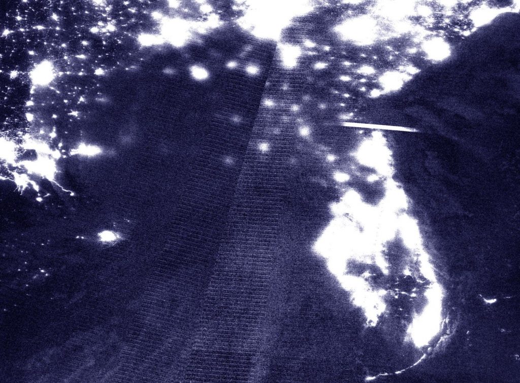 Nighttime Suomi NPP image of Sally