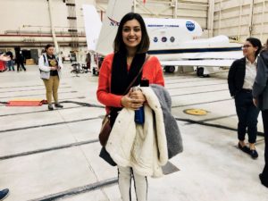 Tanya and a Global Hawk airplane