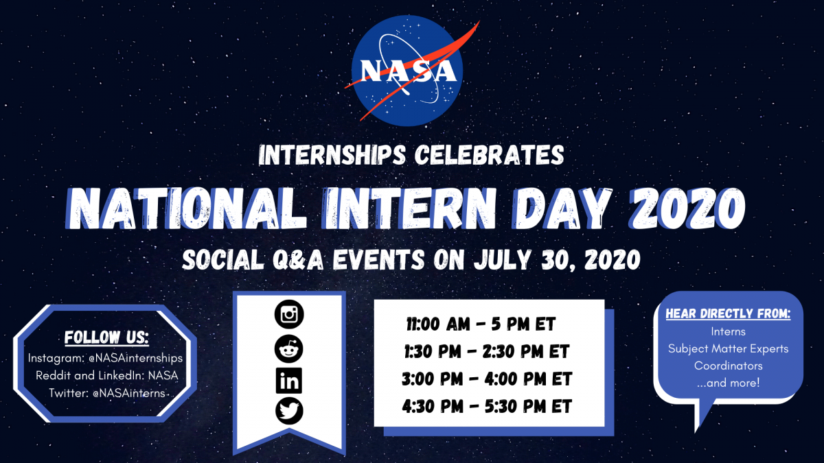 NASA Internships Celebrates National Intern Day 2020 with Social Q&A