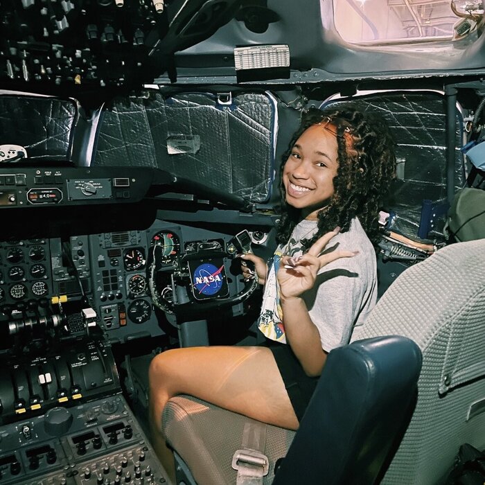 ‘Our mentors, engineers, and people from other teams and projects were always accessible whenever we had roadblocks. They provided thorough feedback on our work and gave us a great technical experience.’ Kyndall Jones sitting in a cockpit at the NASA Armstrong Flight Research Center. The computer-science major at Howard University worked at NASA Jet Propulsion Laboratory as an software engineer and instrument operations intern. Photo credit: (NASA JPL/Kyndall Jones).