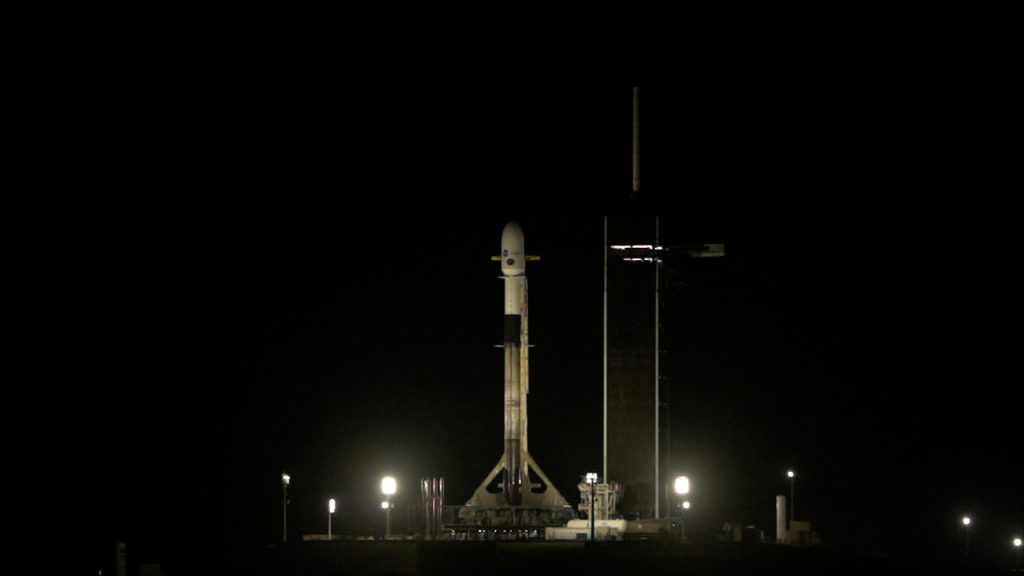 IXPE spacecraft and Falcon 9 rocket on launch pad