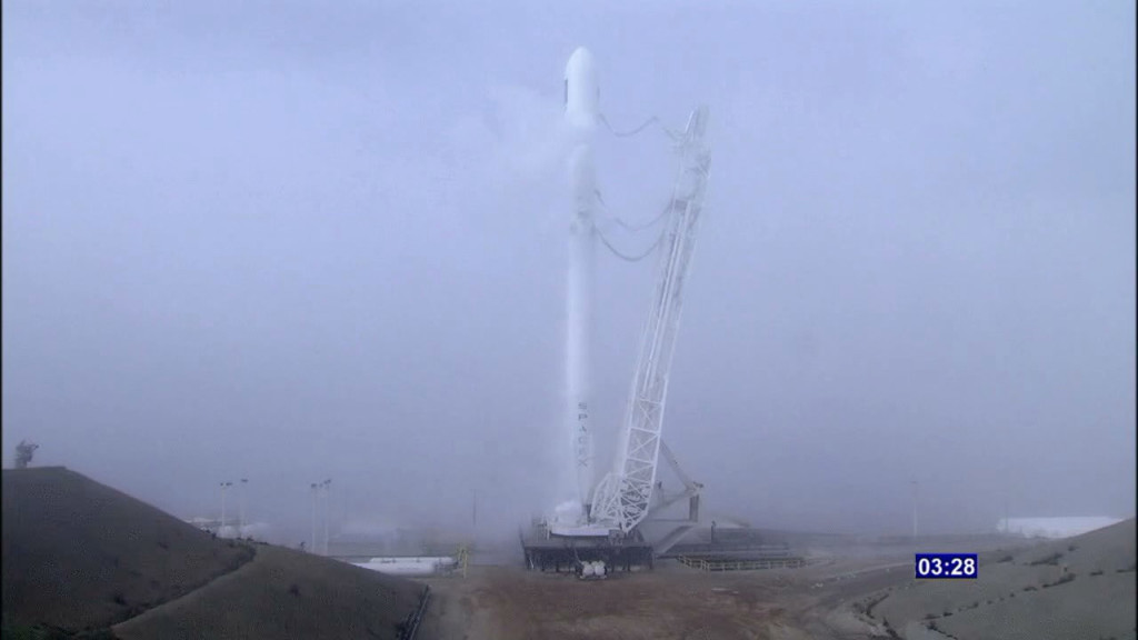 Falcon 9 strongback fully retracted