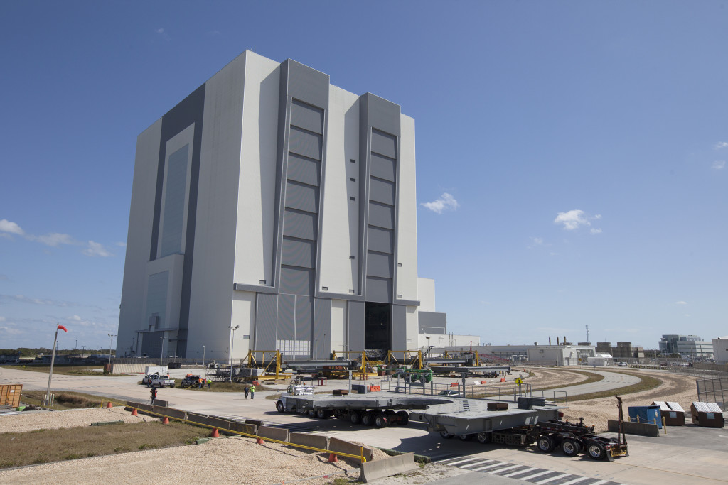 The second half of the G-level work platforms arrives at Kennedy Space Center.