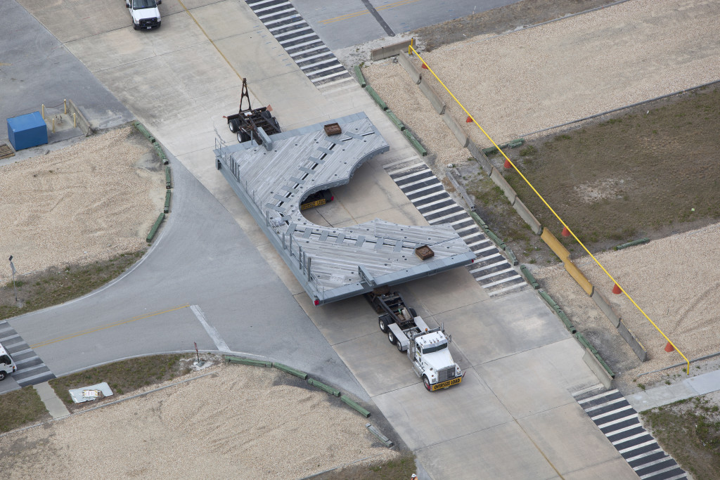 The F-level work platform arrives at the Vehicle assembly Building at NASA's Kennedy Space Center.