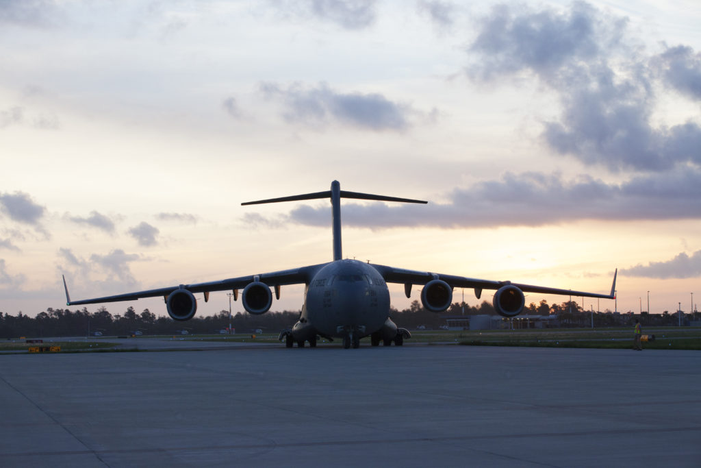 TDRS-M arrives at Space Coast Regional Airport in Titusville, Florida.