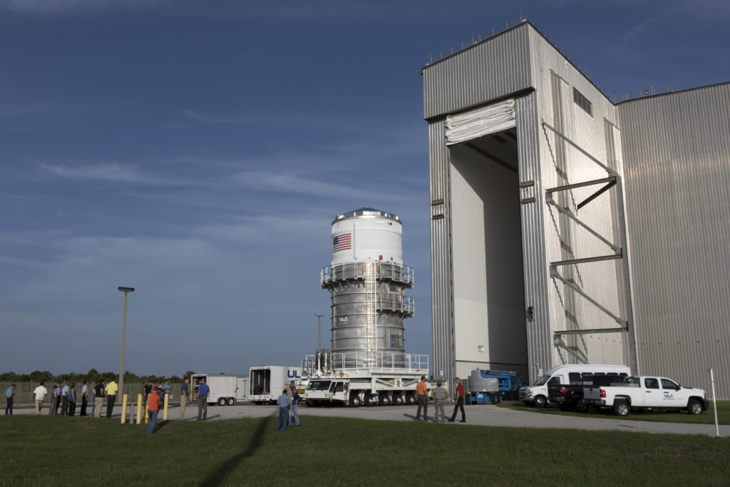 The ICPS is moved to the Space Station Processing Facility at Kennedy Space Center in Florida.