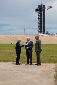 Vice President Mike Pence is at Launch Complex 39A at Kennedy Space Center in Florida on July 20, 2019, the 50th anniversary of the Apollo 11 launch to the Moon.