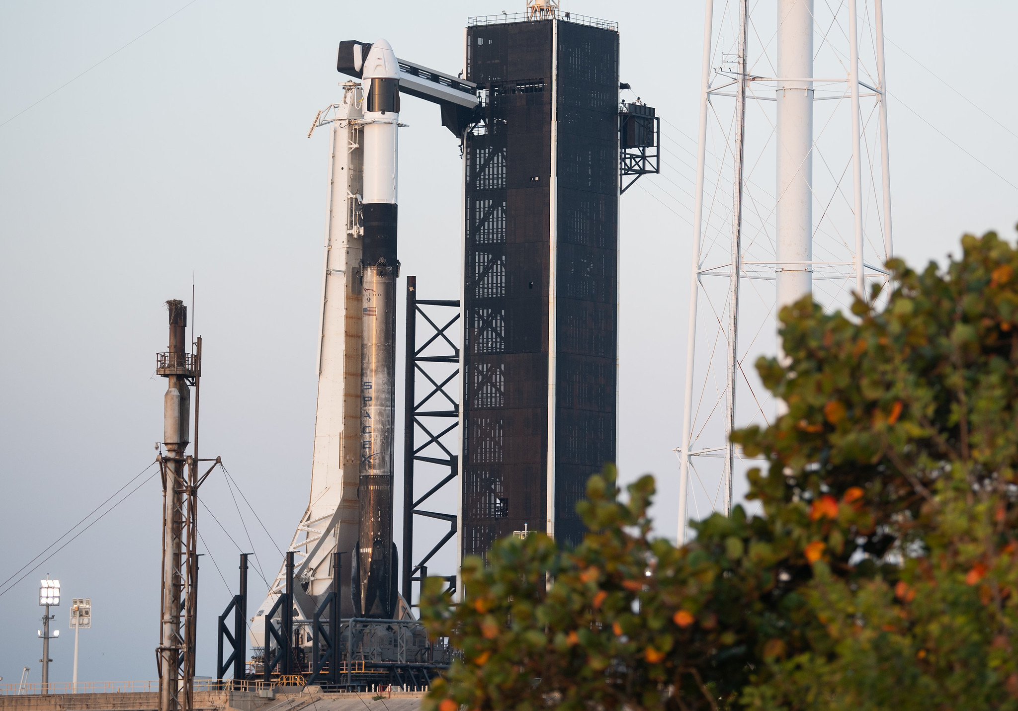 SpaceX's Falcon 9 rocket and Crew Dragon Endeavor stand ready for Axiom Space's Axiom Mission 1 at Kennedy Space Center's Launch Complex 39A in Florida.