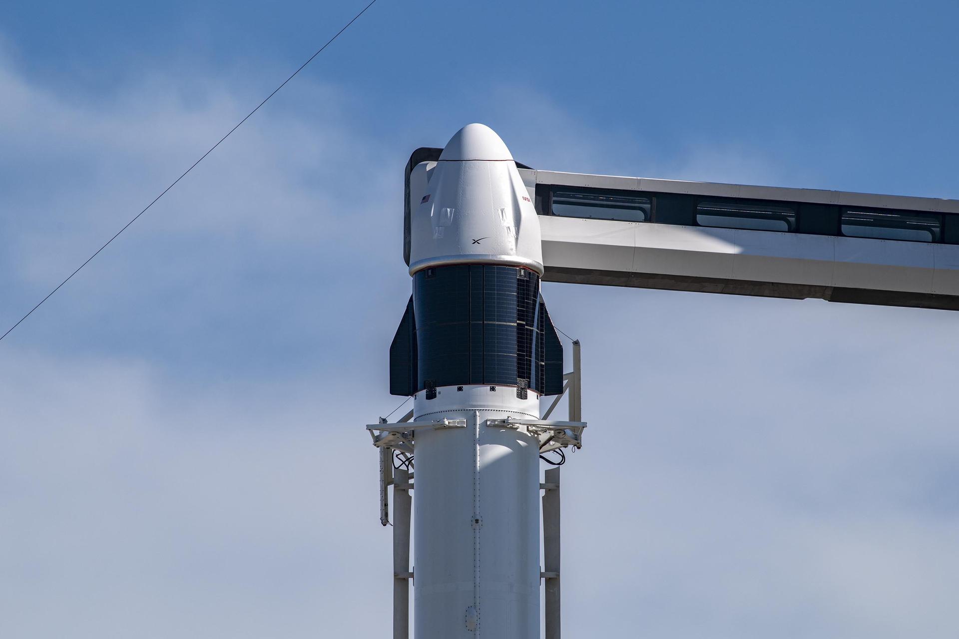 SpaceX's cargo Dragon spacecraft at Kennedy Space Center's Launch Complex 39A.