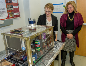 NASA Chief Scientist Dr. Ellen Stofan meets with Melissa Trainer in the SAM Testbed Lab during her visit to Goddard Space Flight Center