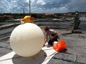 Max and I filling a balloon for an ozonesonde launch. (Photo credit to Antonio Riggi)