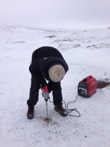 GETGAMM project gas-monitoring drill string, being sunk into the area known as Von Braun Planitia near Haughton Crater.