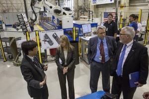 NASA Deputy Administrator Dava Newman, second from left, visits the Langley Research Center and the ISAAC robot. Photo credit: NASA_Langley