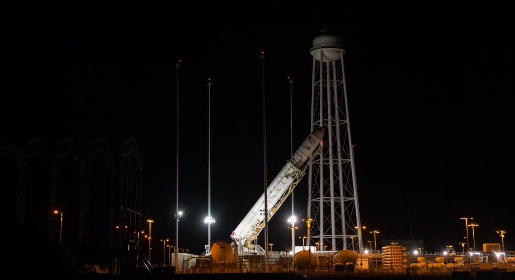 Antares raised to vertical position