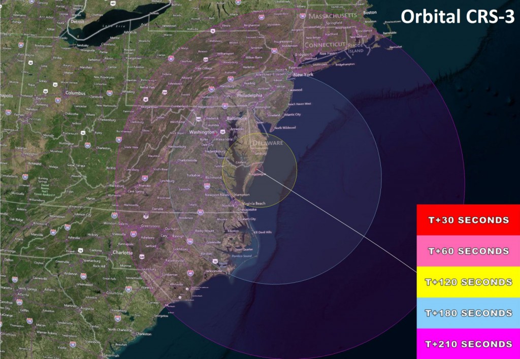 Orb-3 Launch Visibility Map