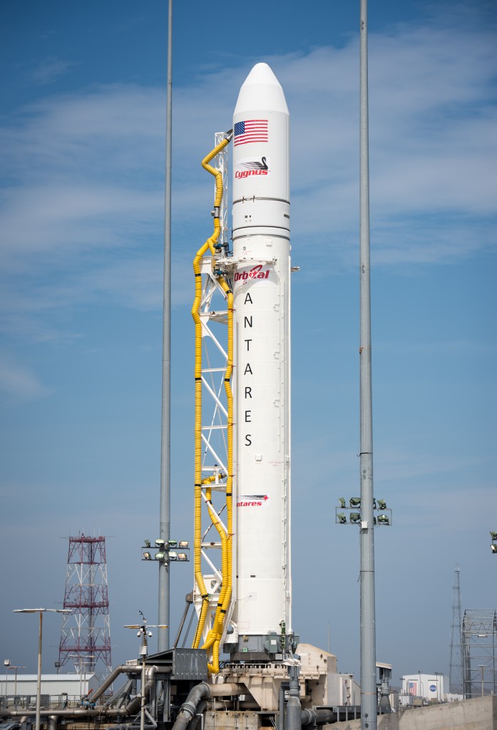 File photo of Antares rocket from preparations for a launch in April 2013. Credit: NASA/Bill Ingalls