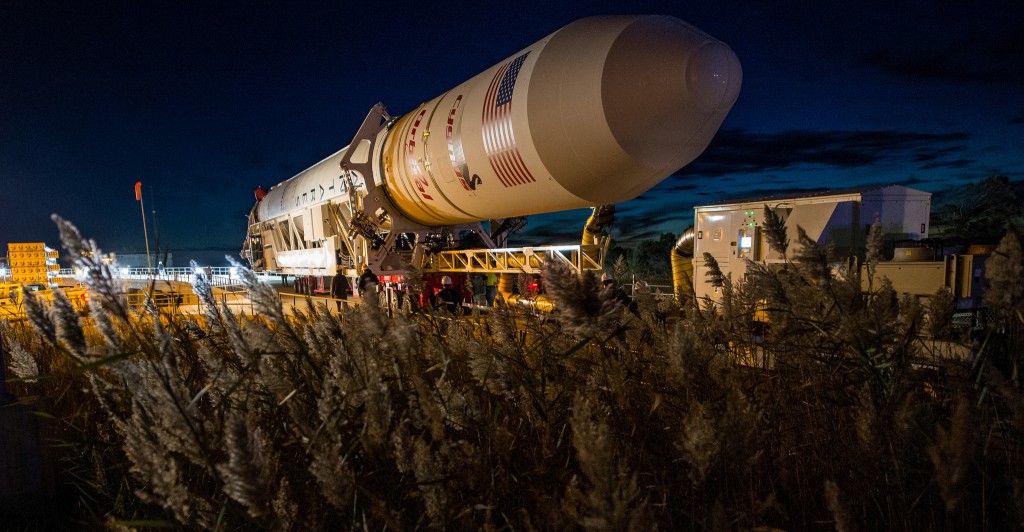 Antares rocket rolls out to launch pad