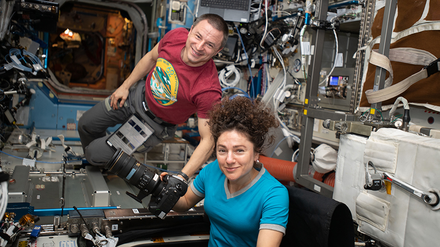 NASA astronauts Andrew Morgan and Jessica Meir