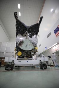 A team prepares NASA’s Psyche spacecraft for launch inside the Astrotech Space Operations Facility near the agency’s Kennedy Space Center in Florida on Dec. 8, 2022. 