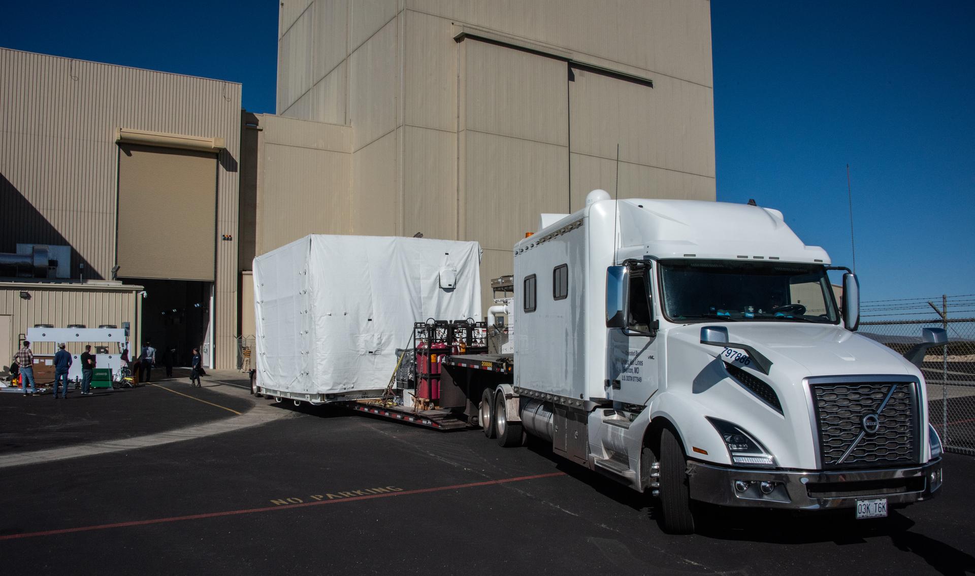 NASA’s SPHEREx (Spectro-Photometer for the History of the Universe, Epoch of Reionization and Ices Explorer), a space telescope, arrives at Vandenberg Space Force Base in California on Tuesday, Jan. 14, 2025. 