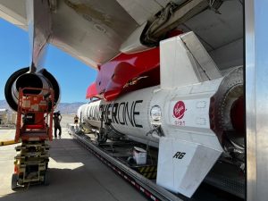 An up-close view of Virgin Orbit's LauncherOne rocket.