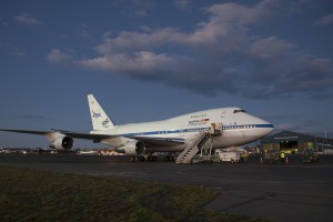 SOFIA in front of the U.S. Antartic Program hangar at Christchurch International Airport. Photo: NASA/SOFIA/Carla Thomas