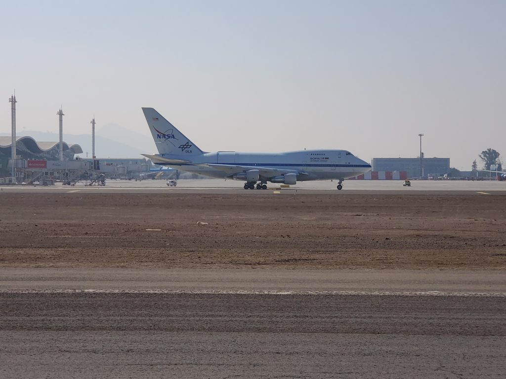 SOFIA on the runway at Santiago International Airport