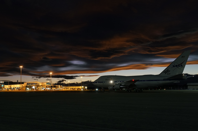 SOFIA at Christchurch Airport, NZ at night