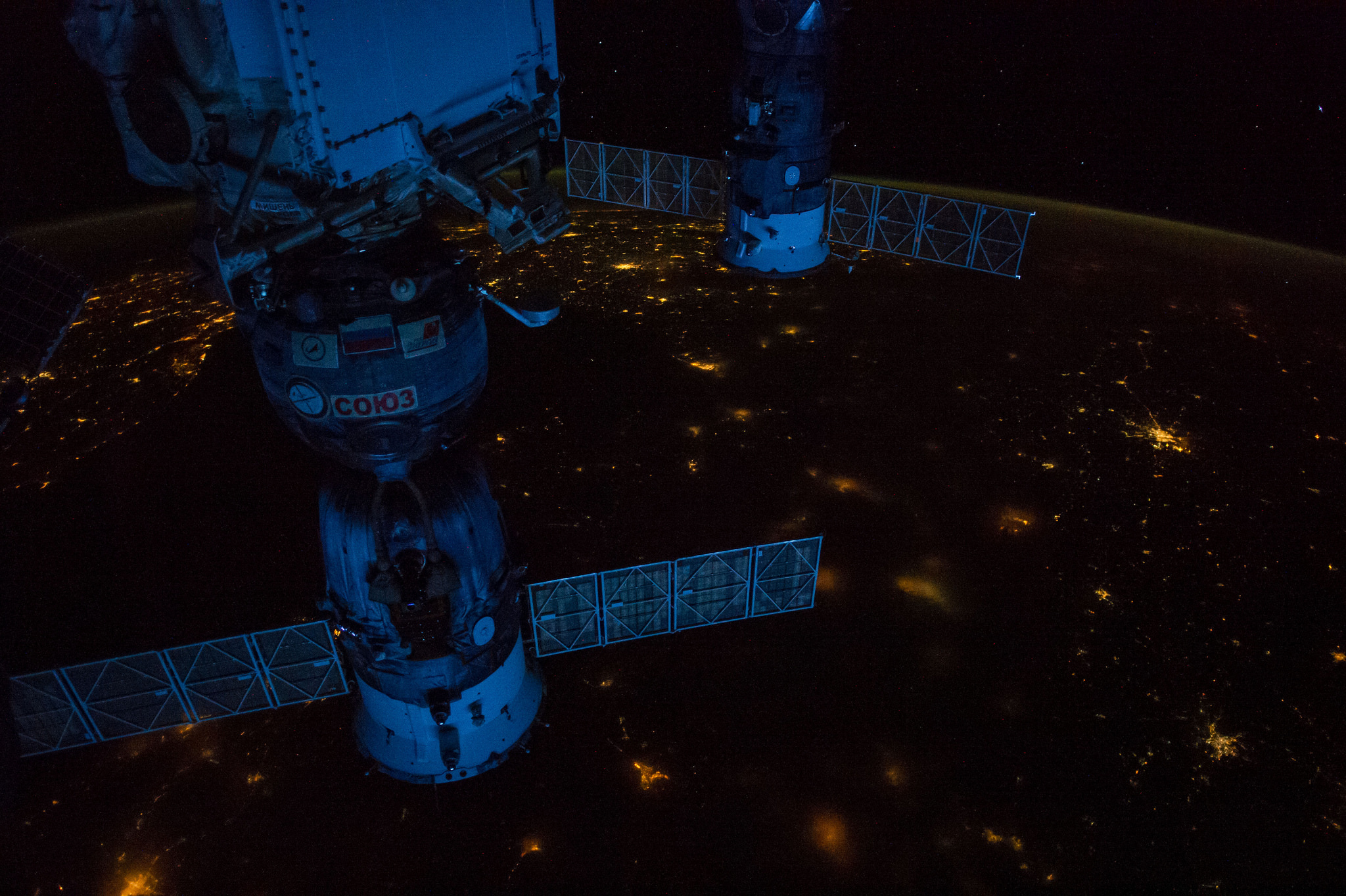 Soyuz and Progress at Night