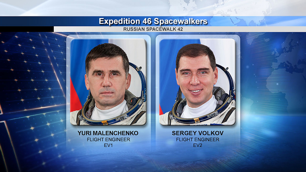 Spacewalkers Yuri Malenchenko and Sergey Volkov