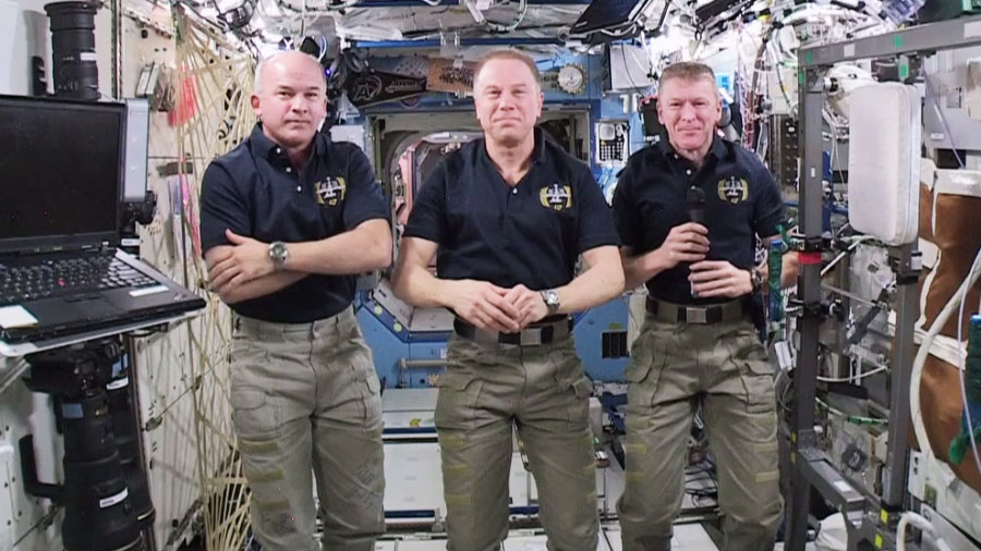 Astronauts Jeff Williams, Tim Kopra and Tim Peake