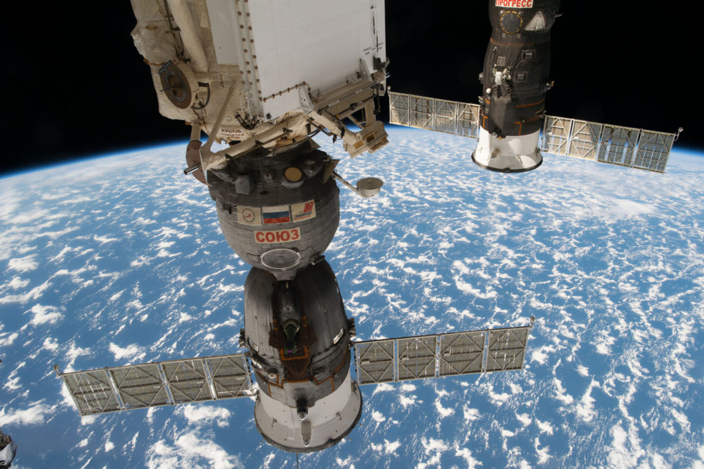 Docked Soyuz and Progress Vehicles