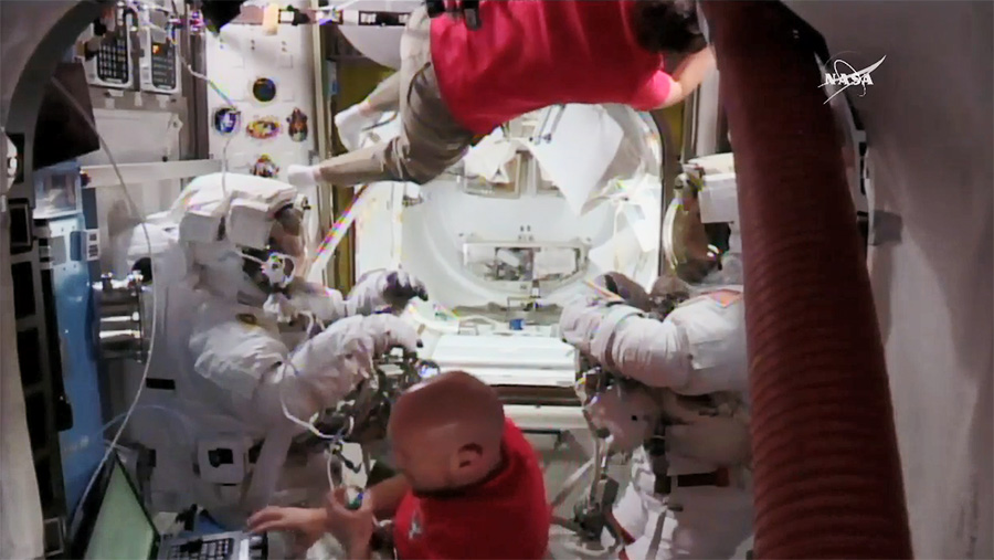 Spacewalkers Suited Up