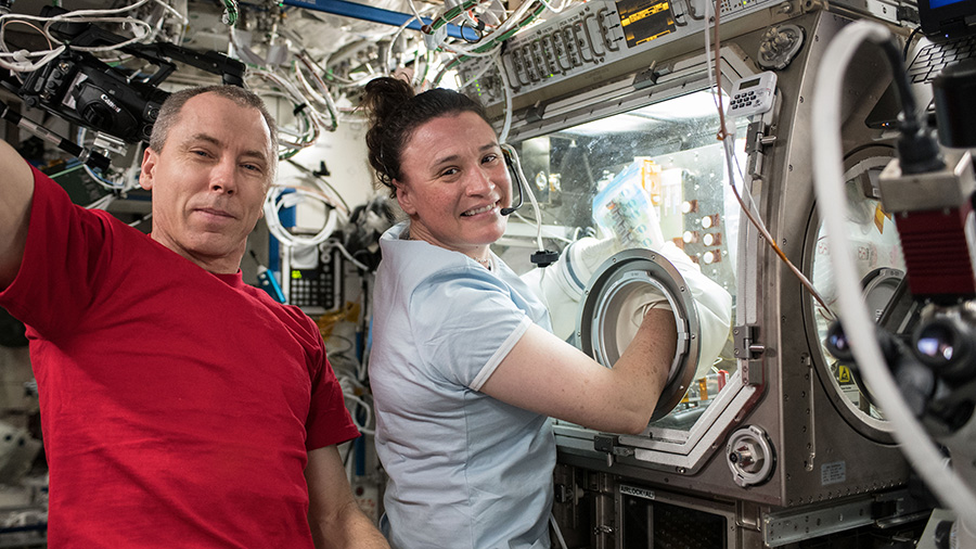 Astronauts Drew Feustel and Serena Auñón-Chancellor