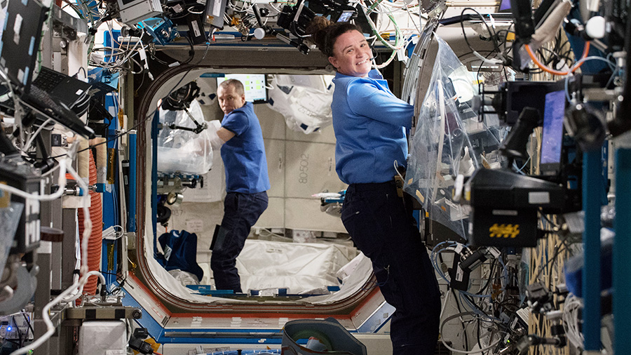 NASA astronauts Serena Auñón-Chancellor and Drew Feustel