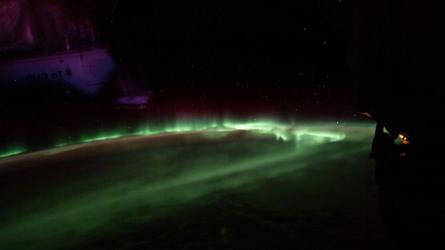 The "southern lights" above the Indian Ocean