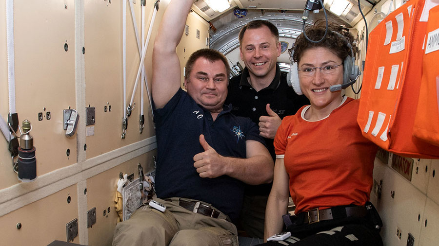 The three crewmates who rode the Soyuz MS-12 spacecraft