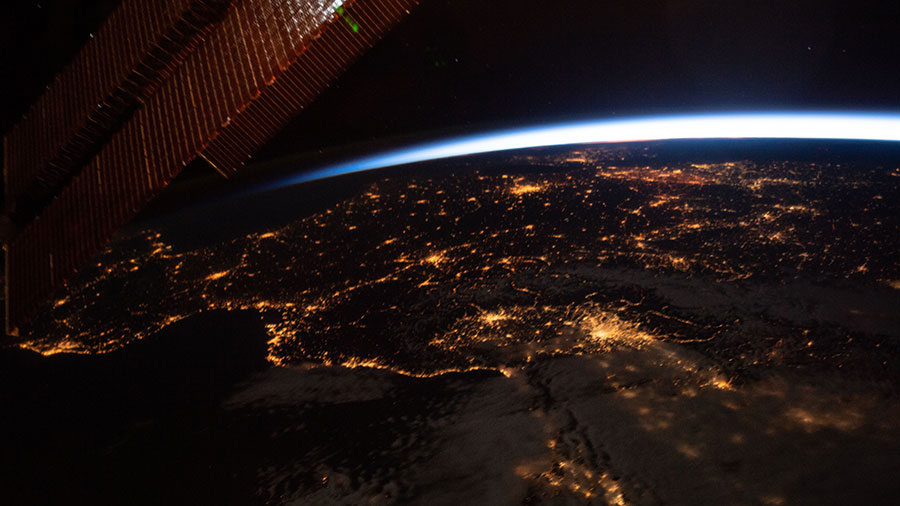 The well-lit coasts of Spain, France and Italy