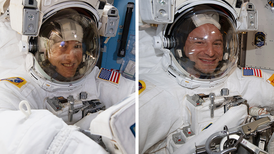 Astronauts Christina Koch and Andrew Morgan