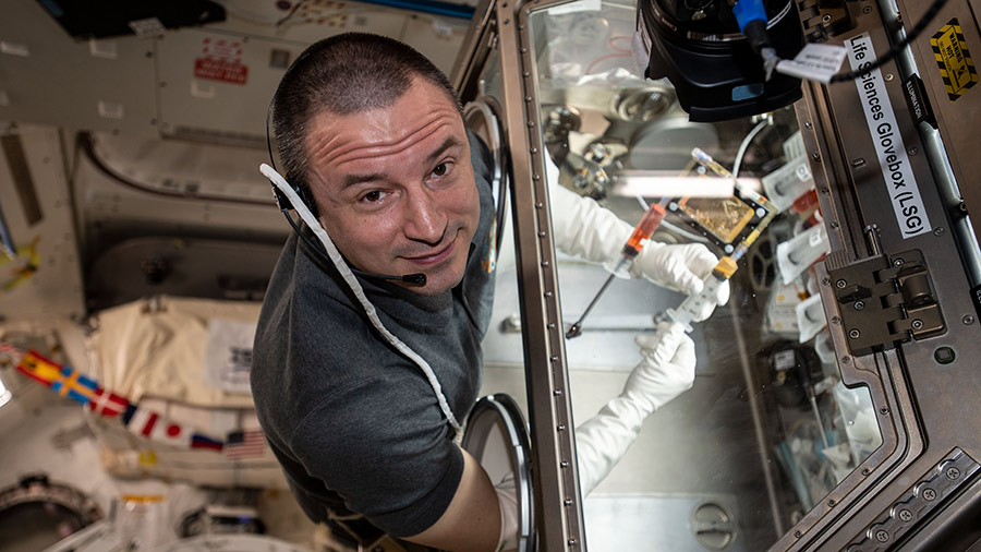 NASA astronaut Andrew Morgan conducts research operations