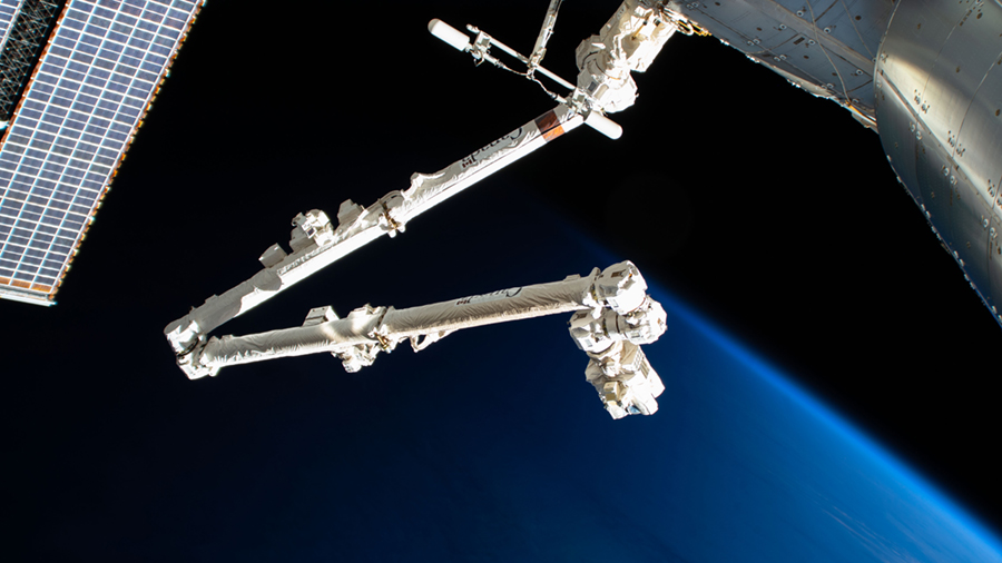 The International Space Station's Canadarm2 robotic arm