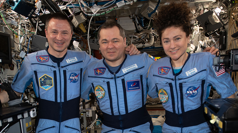 Expedition 62 crewmembers pose for a portrait