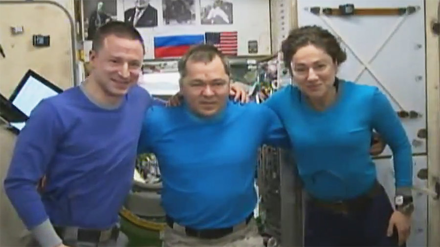 Crew Boards Soyuz Crew Ship and Closes Hatches – Space Station