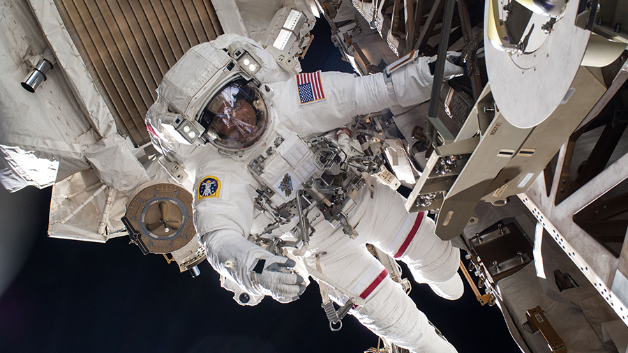 Astronaut Chris Cassidy is pictured in July of 2013 during a six-hour, seven-minute spacewalk 